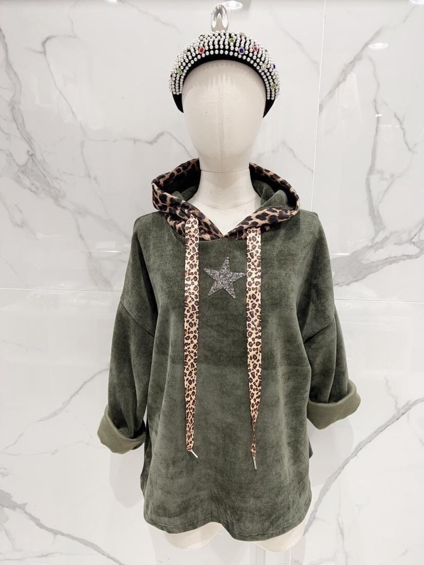 Samettipusero plus-koko, Khaki