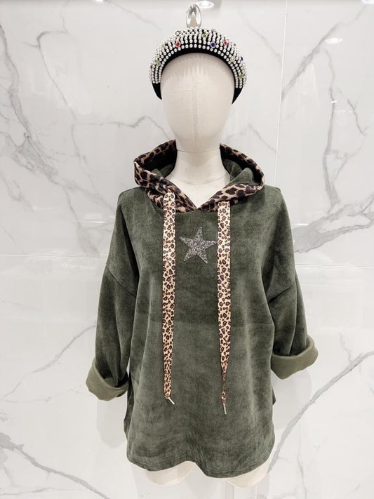 Samettipusero plus-koko, Khaki