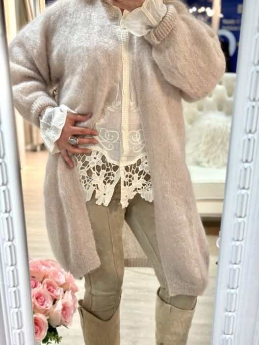 New Collection Neuletakki KidMohair 0491 New Collection ihanan pehmea ja porroinen pitka neuletakki kidmohairia. Neuletakki