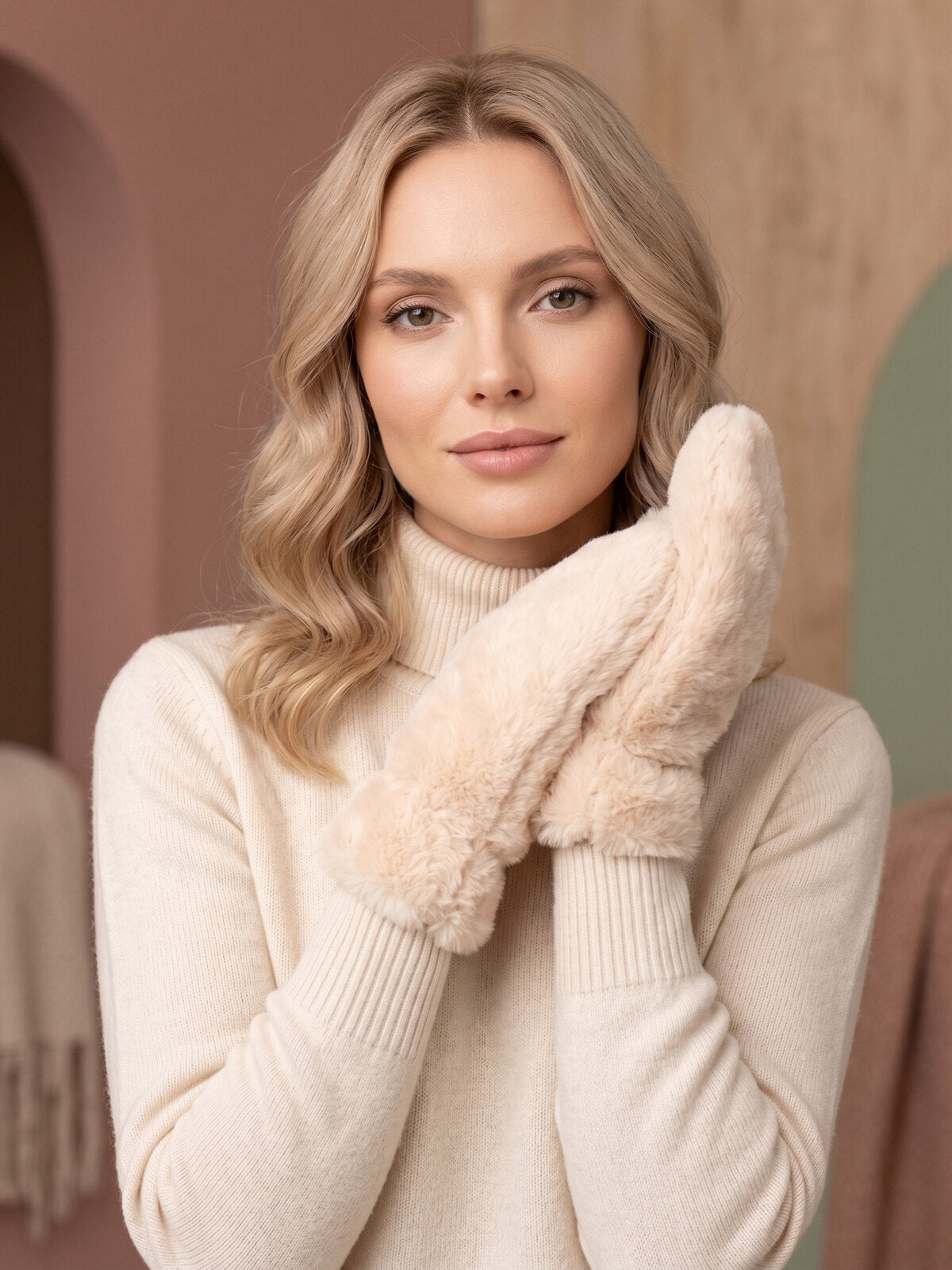 Pehmeäpintaiset lapaset, beige