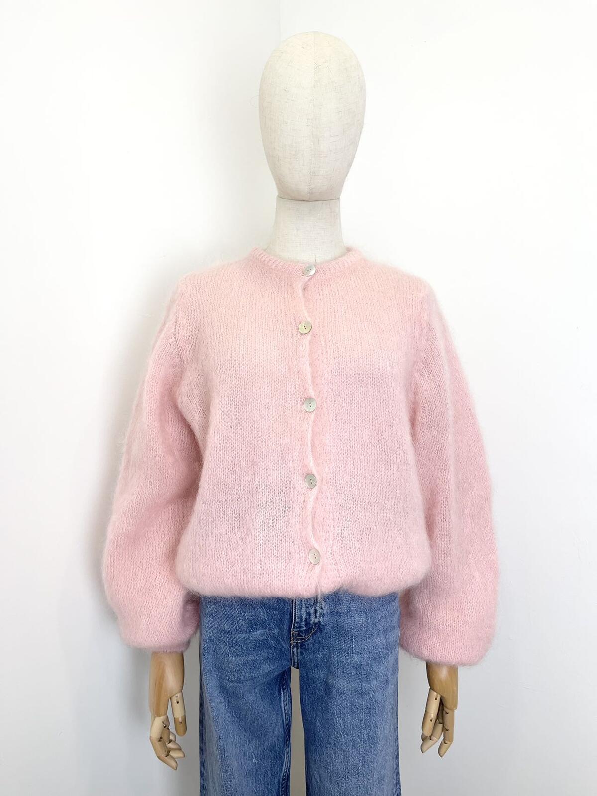 Fluffy mohair -neuletakki – Puuteriroosa