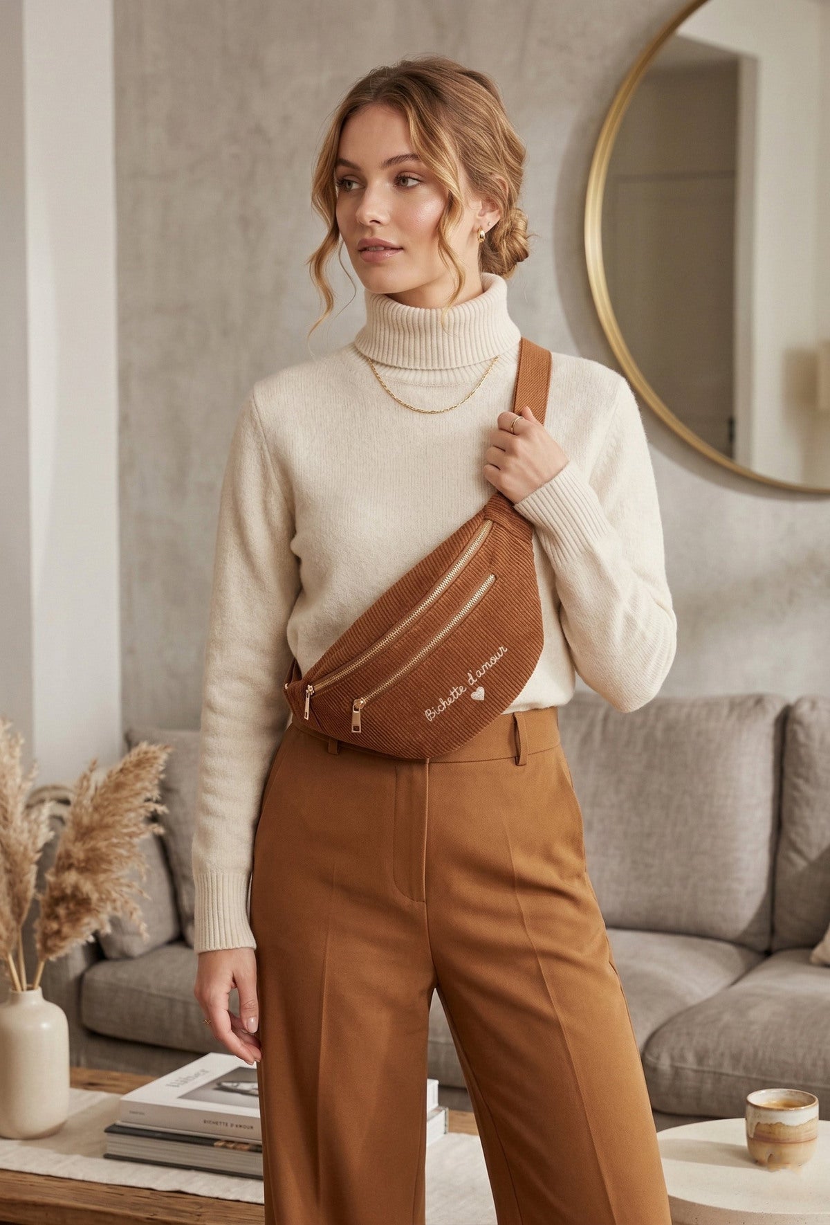 Kuviollinen crossbody-laukku – Terrakotta